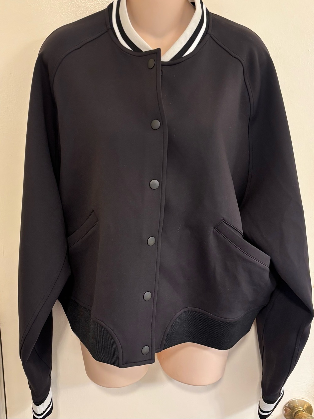 NWOT/EUC Lululemon Black Snap-Front Collegiate Varsity Jacket Size XL